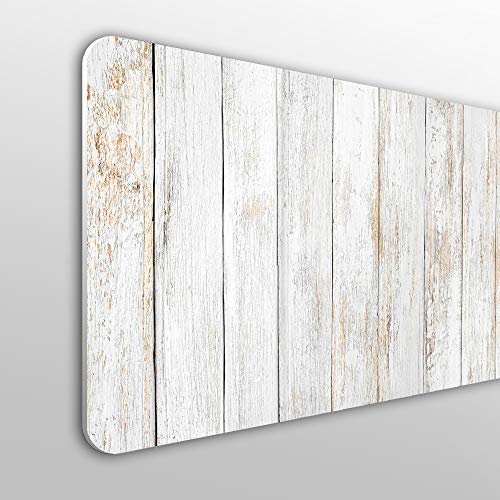 Megadecor Tête de lit décorative en PVC, 10 mm Planches en bois vintage verticales, couleur blanche Cover
