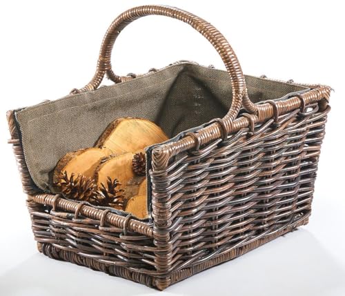 Kobolo Kaminholzkorb aus Rattan | 50x38x33 cm | braun | robuster...