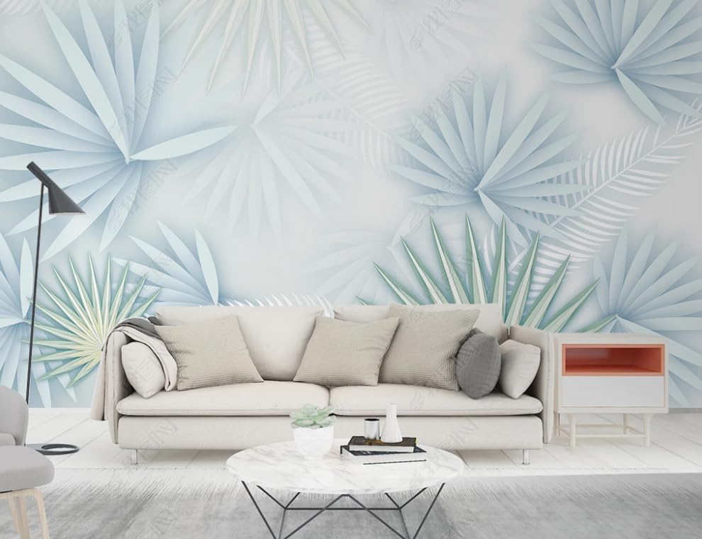 Papier peint intissé feuilles tropicales poster geant mural pour masquer mur abimé - 2