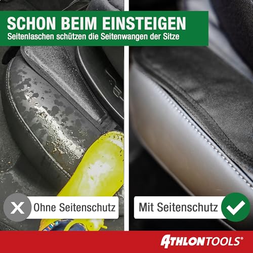 ATHLON TOOLS Kindersitzunterlage Auto mit Seitenschutz - Optimale Passform - Isofix kompatibel - Dick gepolstert - für Kindersitze, Babyschalen und Sitzerhöhungen - Patentiertes Design aus Hamburg