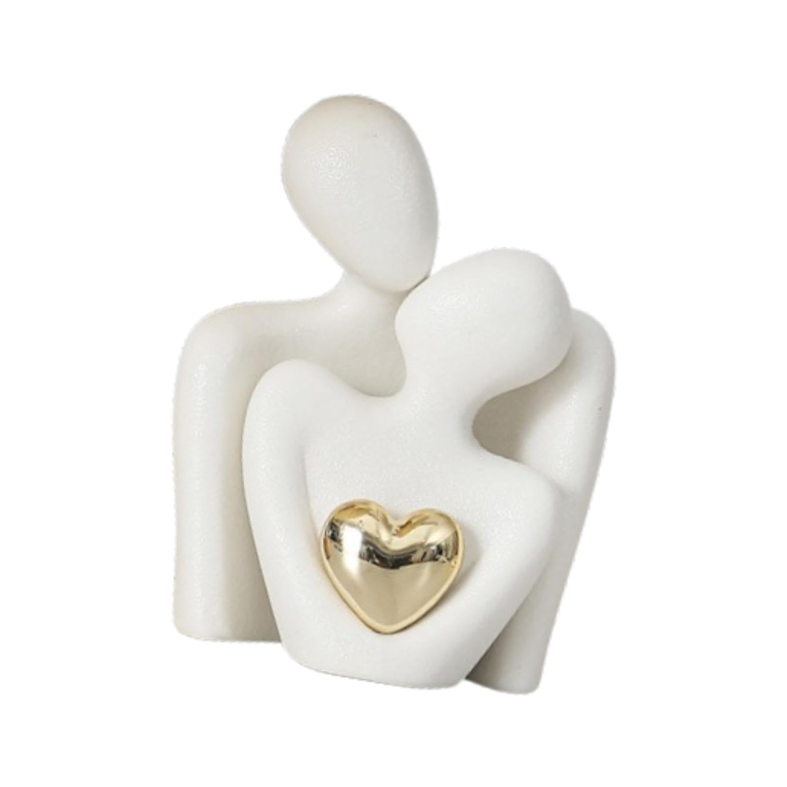 PUXZYAX Hugging Couple Figurine Lovers Statues For Living Room Decor Couple Statue And Engagement Gifts, White, M