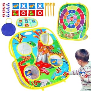 3 in 1 Bean Bag Toss Game for Kids, Toddler Toys for 3 4 5 Year Old Boys Girls Birthday Gifts, Dinosaur Cornhole Party Games Backyard Outdoor Outside Toys Ages 3-4 4-8 Toy Game