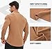 JMIERR Men's Polo Shirt Casual Fitted V Neck Soft Ribbed Knit T-Shirt Long Sleeve Old Money Fall Outfits Golf Shirts, M, Camel