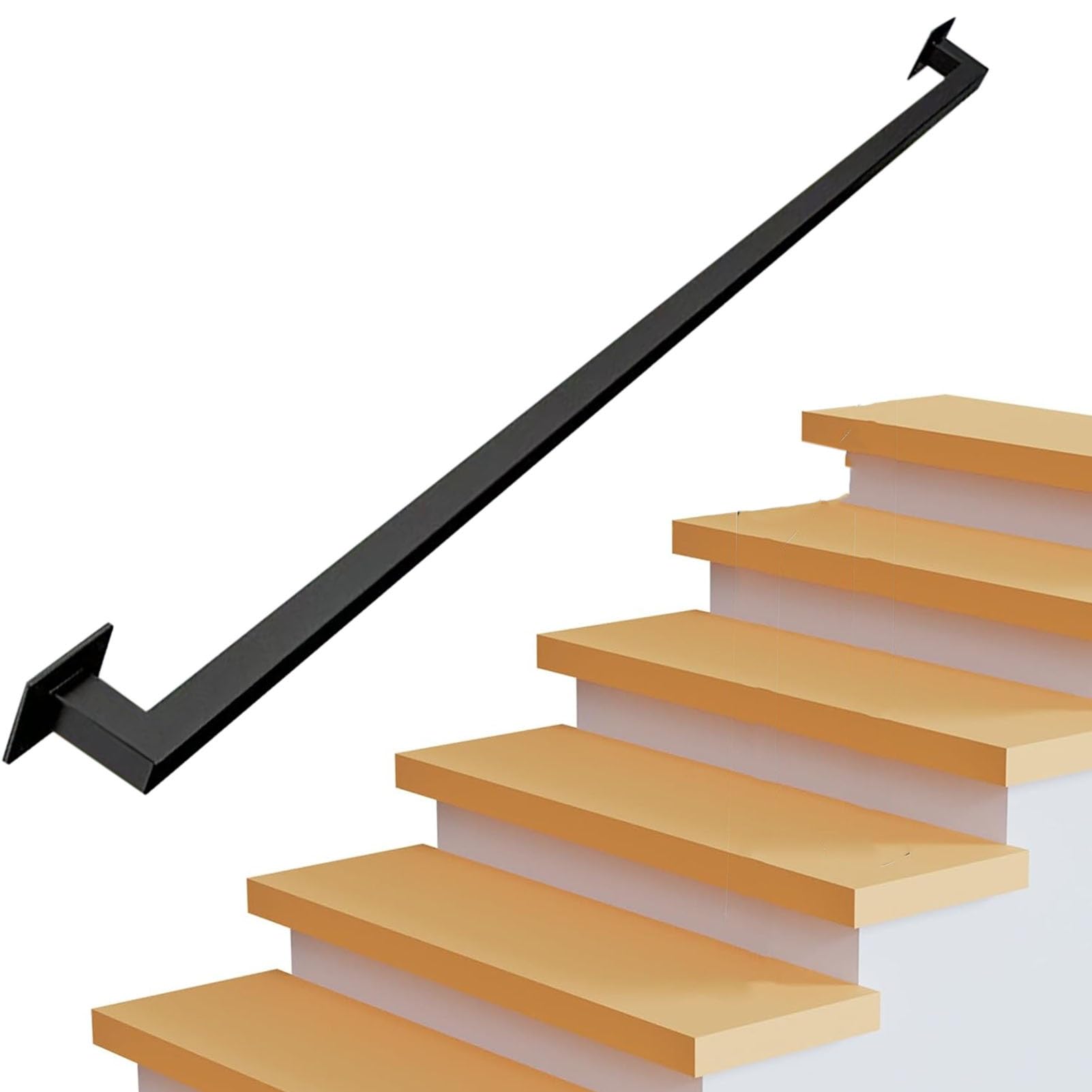 Main courante noire en fer forgé de 330cm pour escalier et terrasse
