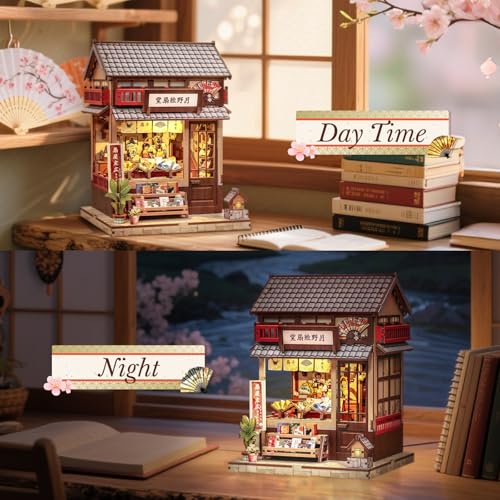 Image of CUTEBEE Book Nook Kit for Adults - DIY Miniature House Japanese Fan Shop, 3D Wooden Puzzle to Build Yourself, Bookshelf Decoration, Creative Gift (Tsukino Eogi-dou)