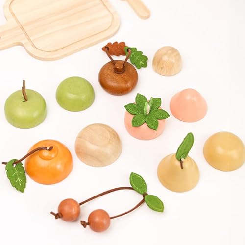 Wooden Play Food Set for Kids Kitchen ,9 Pcs Montessori Preschool Learning Kit, Pretend Cutting Fruits, Sensory Sorting Activities, Storage Shopping Bag, Birthday Gift for Kids 3-6+ Boys and Girls - Image 7