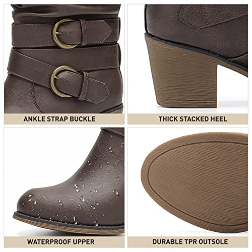 RELLSA Women's Wide Calf Knee High Boots Round Toe Slouchy Mid Chunky Block Heel Fashion Winter Shoes3