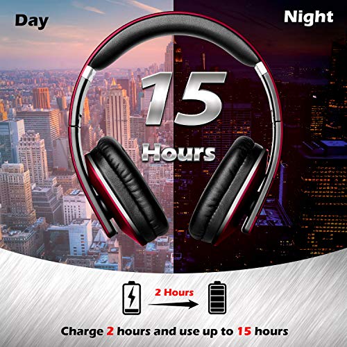Image of Over Ear Bluetooth Wireless Headphones - August EP650 with Android /iOS App for Custom Sound Control - Enjoy Bass Rich Sound and Optimum Comfort - Bluetooth v4.2, NFC and aptX LL Low Latency - [Red]