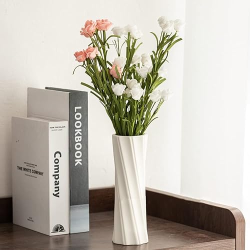 Miniatura 4 de Jarrón de cerámica, 8 pulgadas de alto, florero artístico de estilo clásico para chimenea, dormitorio, cocina, sala de estar, centros de mesa,
