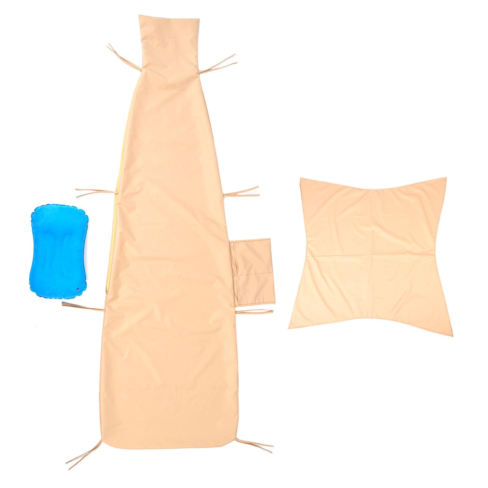 Replacement Cover for Outdoor Hanging Lounge Chair Cushion (Cover Only), Waterproof, with Umbrella Fabric and Inflatable Headrest, Patio Curved Chaise Hammock Swing Lounger Cushion Cover ?Khaki?