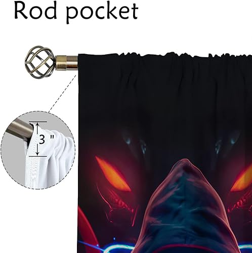 Miniatura 3 de GY Cortinas de gamepad para jugadores, cortina decorativa para control de videojuegos, cortina de ventana de tela opaca para niños, 42 x 63 pulgadas