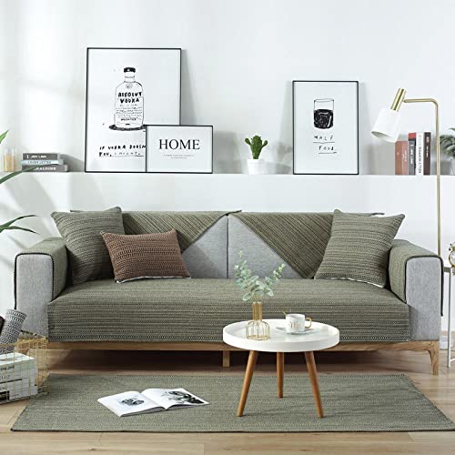 Fsogasilttlv Housse De Coussin De SièGe SéParéE,Coton Doux épaissir canapé Couvre Serviette, Housse de canapé pour Salon Baie vitrée en Forme de L canapé décor Vert 28 * 71 inch