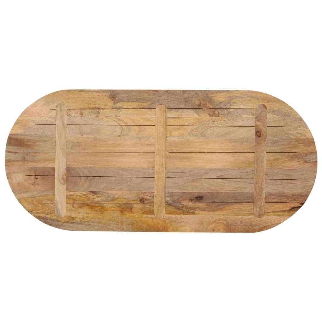 Piano Tavolo Ovale in Legno Massello di Mango 110x50x2,5 cm per Rinnovo Arredamento Casa e Commerciale, Superficie Liscia Facile da Pulire, Design Rustico con Venature