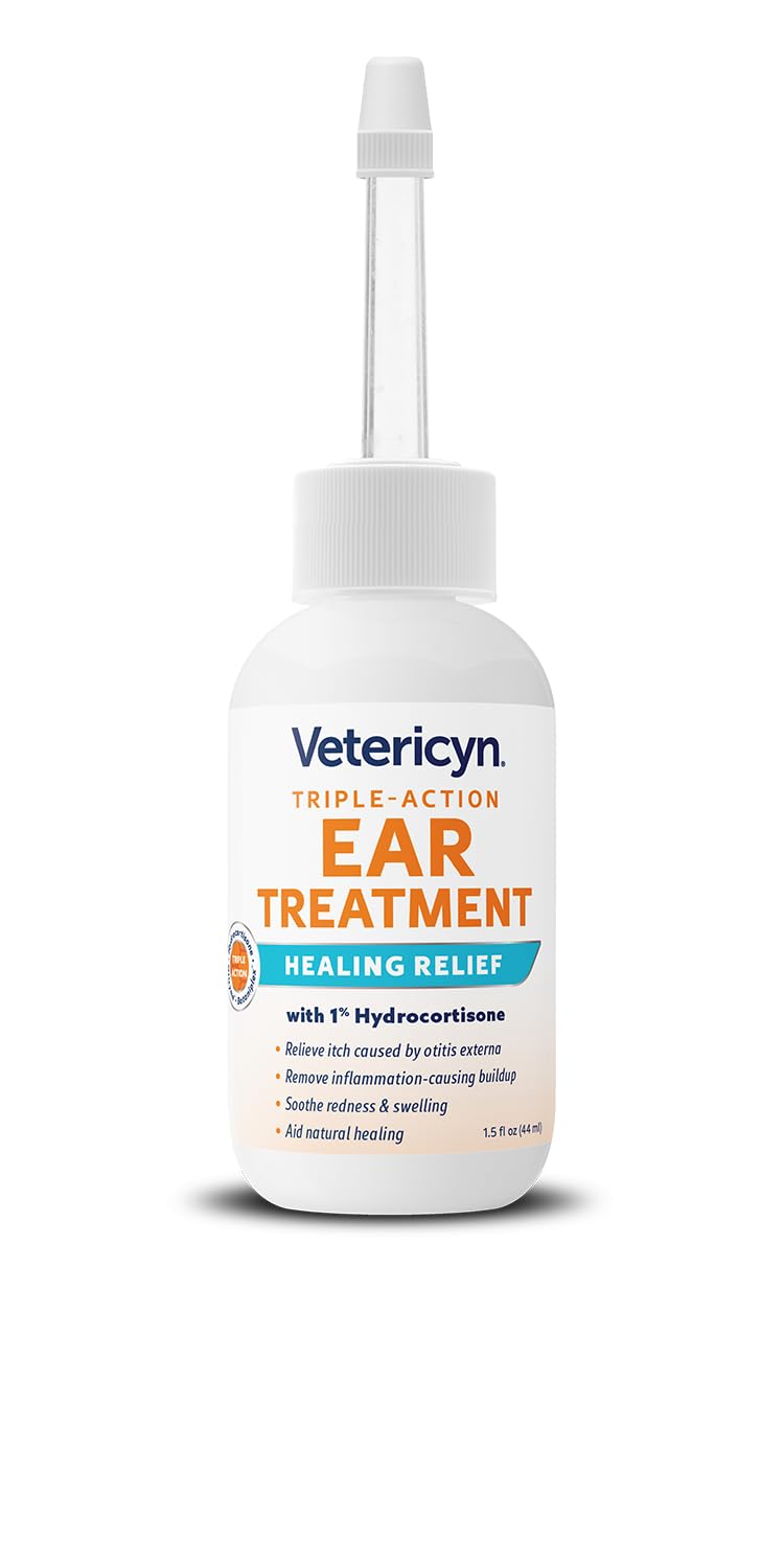 Vetericyn Triple-Action Ear Treatment for Dogs & Cats - 1% Hydrocortisone Ear Drops for Dog Ear Infection Relief - Fast Itch Relief & Healing with Otizyme Blend. 1.5 Ounce - image 2