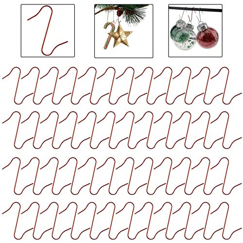 Woration 100 Stück S-förmige Weihnachtshaken Ornamente Metall kleine Haken für Weihnachtsstrümpfe mit Aufbewahrungsbox Ornament Kleiderbügel Xmas Tree Festival Dekoration Rot Cover