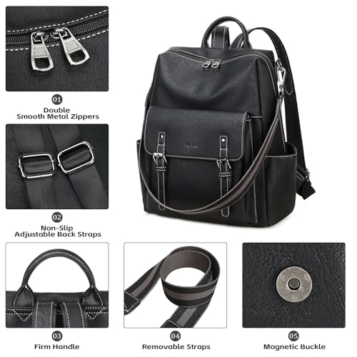 Image of AGLOD Backpack Purse for Women PU Leather Back Packs Designer Ladies Shoulder Bag Fashion Faux Work Travel Handbags