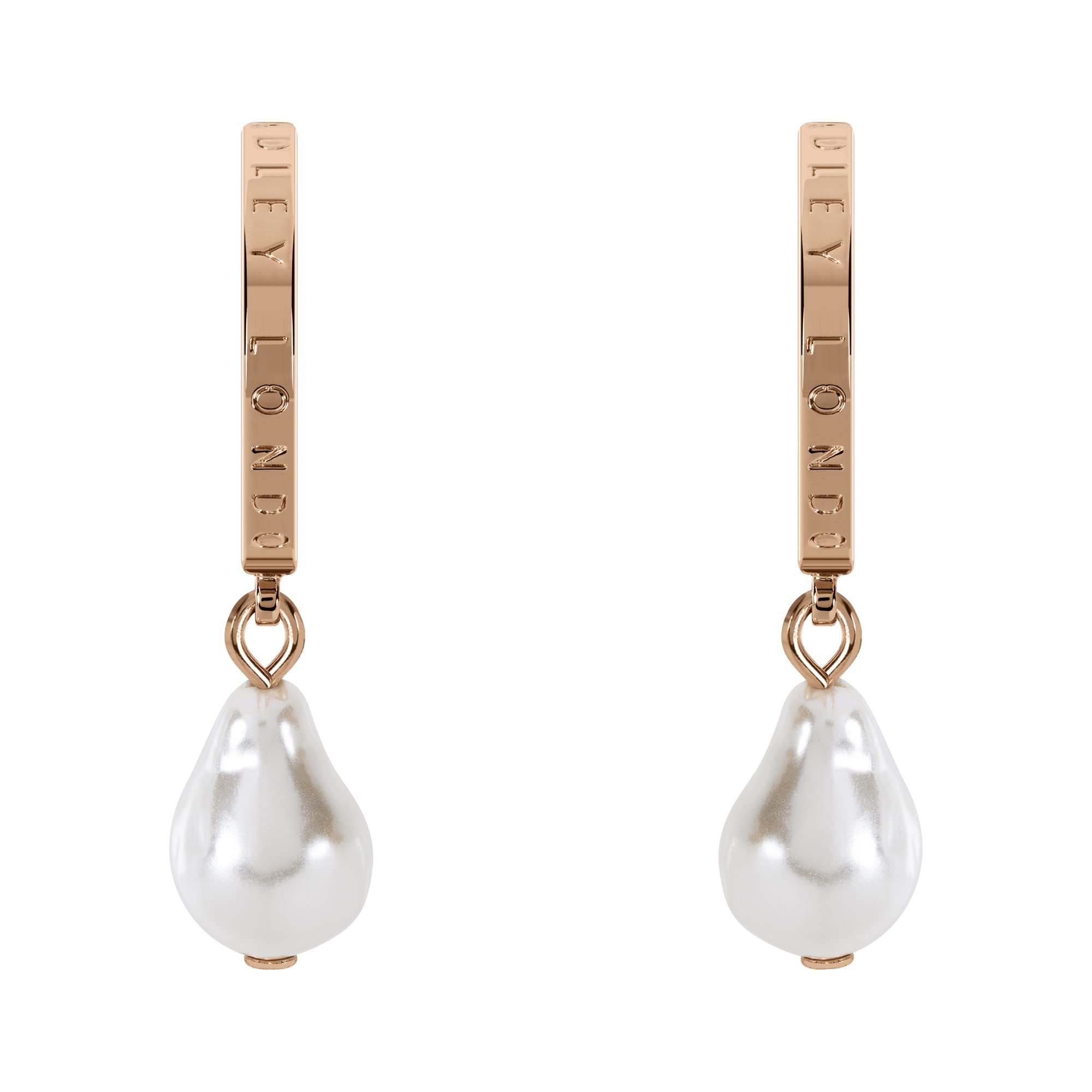 RADLEYLadies 18ct Rose Gold Plated Pearl Huggies RYJ1284S, One Size, Brass, No Gemstone