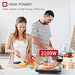 Induktionskochplatte, IsEasy Induktionskochfeld 1 Platte 2100W, 28cm Kochplatte, Tragbares Induktionskochfeld, 9 Heizstufen, 8-Stunden-Timer, Touch-Steuerung, Booster-Funktion, Schwarz, 220-240V – Bild 2