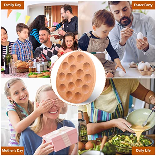 2 Packs 15 Holes Wooden Deviled Egg Plate Easter Egg Tray Egg Holder For Fresh Egg Oval Wooden Egg Storage Container For Kitchen Cabinets Display Or Storage-9.6X8.1In #TOP7