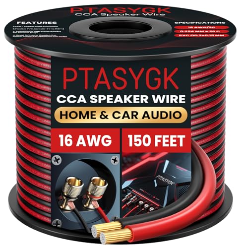 Cable de altavoz de audio para cine en casa y sonido de coche 16 AWG de 150ft
