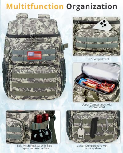Image of Tactical Backpack Cooler for Men,25L Insulated Lunch Ice Chest for Work | ATRIPACK Insulated Cooler Bag, Portable Soft small lunchbox with cooler Compartment Water Resistant Leakproof for Work Beach