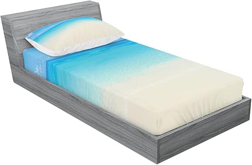 Miniatura 2 de Ambesonne Juego de sábanas bajeras y fundas de almohada oceánicas, costa paraíso en el mar tropical, vista del cielo del mar del Caribe, juego de