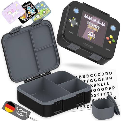 BEARFOOT Bento Box COMPACT Kinder Brotdose (Game-schwarz, 1.000 ml)
