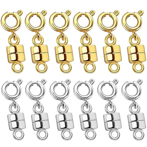 OHINGLT Strong Magnetic Necklace Clasps and Closures,Gold and Silver Plated Jewelry Clasps Converters for Bracelet Necklaces Chain