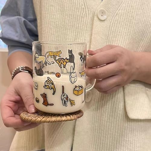 Amazon.co.jp: 耐熱ガラス製マグカップ 犬猫柄プリント 電子レンジ対応
