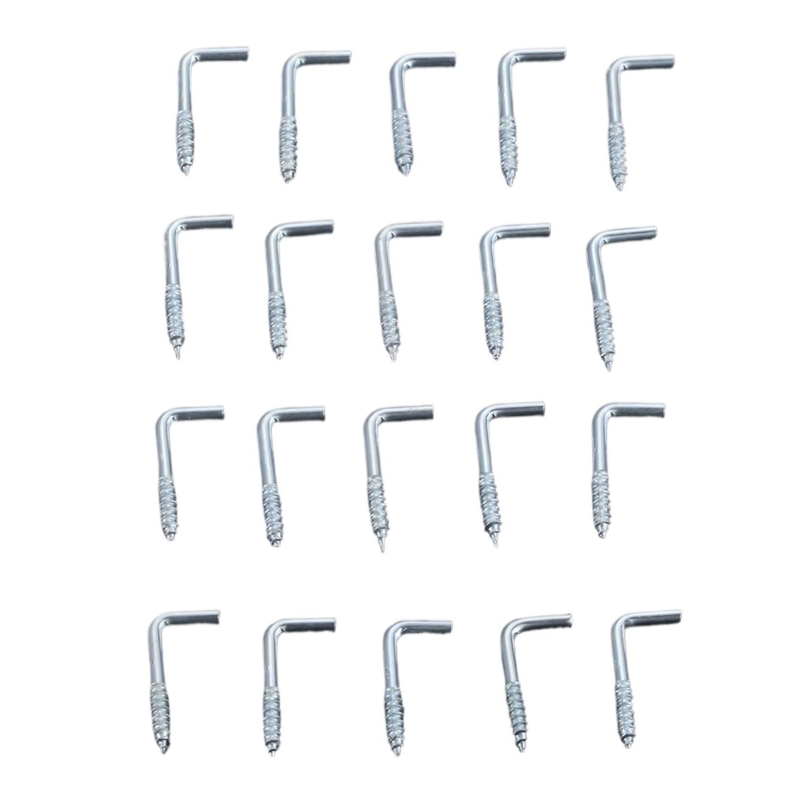 Haki sufitowe w kształcie litery L, wkręcane haki ścienne do ramek obrazów i lamp, srebrne, 20-40 mm, opakowanie 10 szt(2.4 * 10 * 23mm 20pcs)