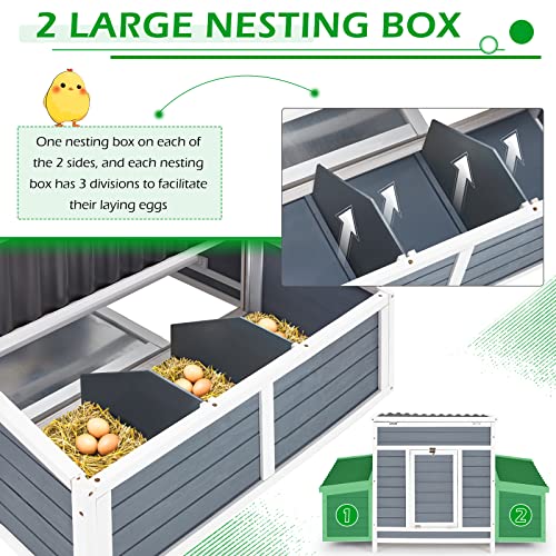 Aecojoy Wooden Chicekn Coop With 6 Nesting Boxes, 56 Inch Large Chicken House Hen House thumb #1
