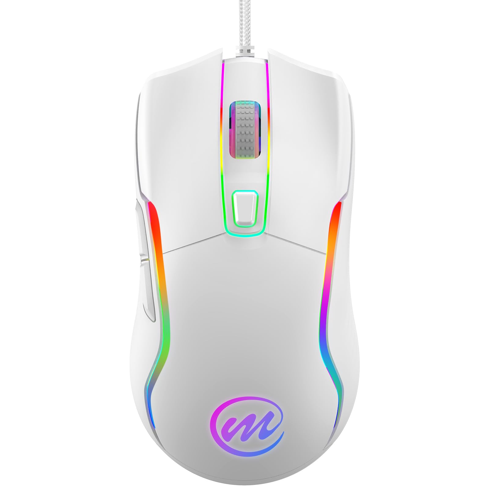 memzuoix Mouse Gaming con Cavo e Luci LED – 12.800 DPI Regolabili, 6 Pulsanti, 12 Modalità RGB, Rotella Ergonomica Antiscivolo – Compatibile con Windows/Mac