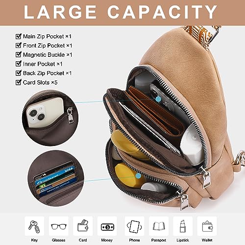 Image of CLUCI Sling Bag for Women, Vegan Leather Fanny Pack Crossbody Bags for Women, Chest Bag With Guitar Strap