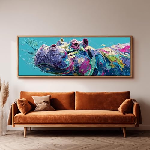 Art violet et bleu abstrait grand format horizontal 60x180cm - 4