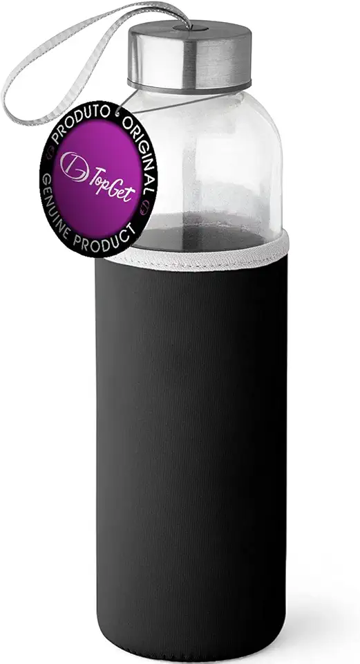 Garrafa de Vidro 520 ml Soft TopGet (Preto)