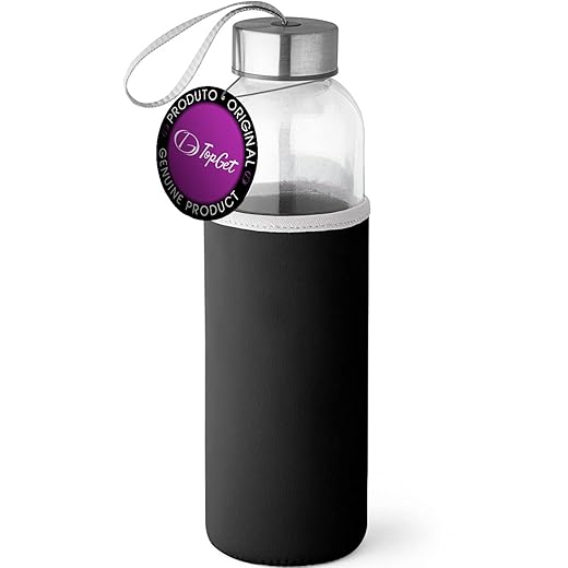 Garrafa de Vidro 520 ml Soft TopGet (Preto)