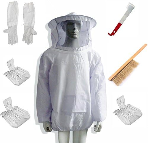 New Beekeeping Beekeeper Suit Bee Jacket&Gloves& Bee Hive Brush & J Hook Hive Tool Set &Queen Bee Catcher (8)