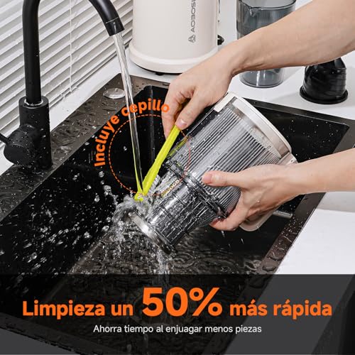 Miniatura 9 de Aobosi Extractor De Zumos Y Verduras Boca Xxl De 135 Mm Para Frutas Y Verduras Enteras 1.5 L, 200 W, Extractor De Jugos Cold Press Slow Juicer Machine Con Sinfín Mejorado