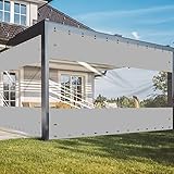 FoundGo Transparente Plane mit Ösen Anpassbar innerhalb von 3.5x8m, 0.6mm PVC Winddicht Vorhänge, Abdeckplane Trennvorhang für Draussen Garage，Terrassen Garten, Balkon, Grau, BxL:2.5x4m