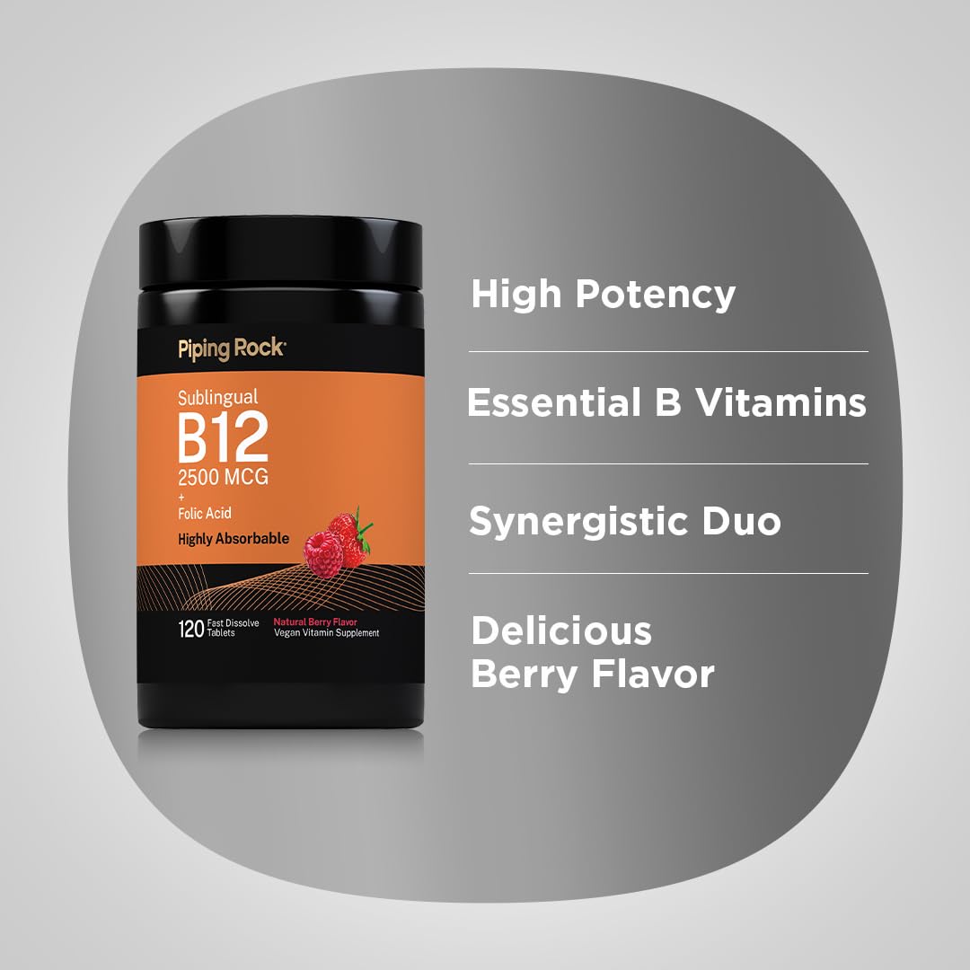 Piping Rock Vitamin B12 Sublingual | 2500 mcg | 120 Tablets — Amazon image 4