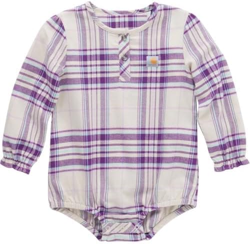 Carhartt Kid's CE9156 Long-Sleeve Flannel Bodysuit - Baby Infant Girls - 6 Month - Majesty