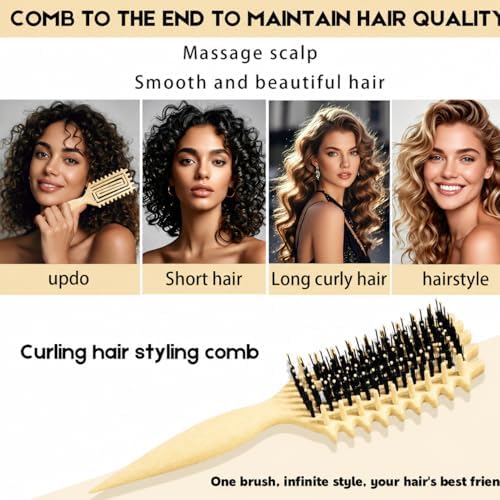 Curly Hair Brush Candybrush Curl Defining Brush for Detangling Shaping and Defining Curls for Women, Men, Wet & Dry Hair (Creamy Yellow) - 5
