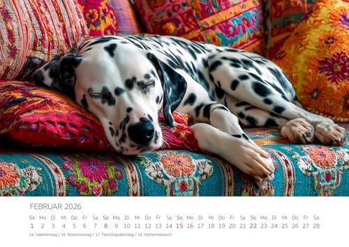 Edition Seidel Premium Kalender Dalmatiner Hundespaß gepunktet 2026 Format DIN A3 Wandkalender Hundekalender Hund Welpe Tierkinder Hunderasse Haustier niedlich
