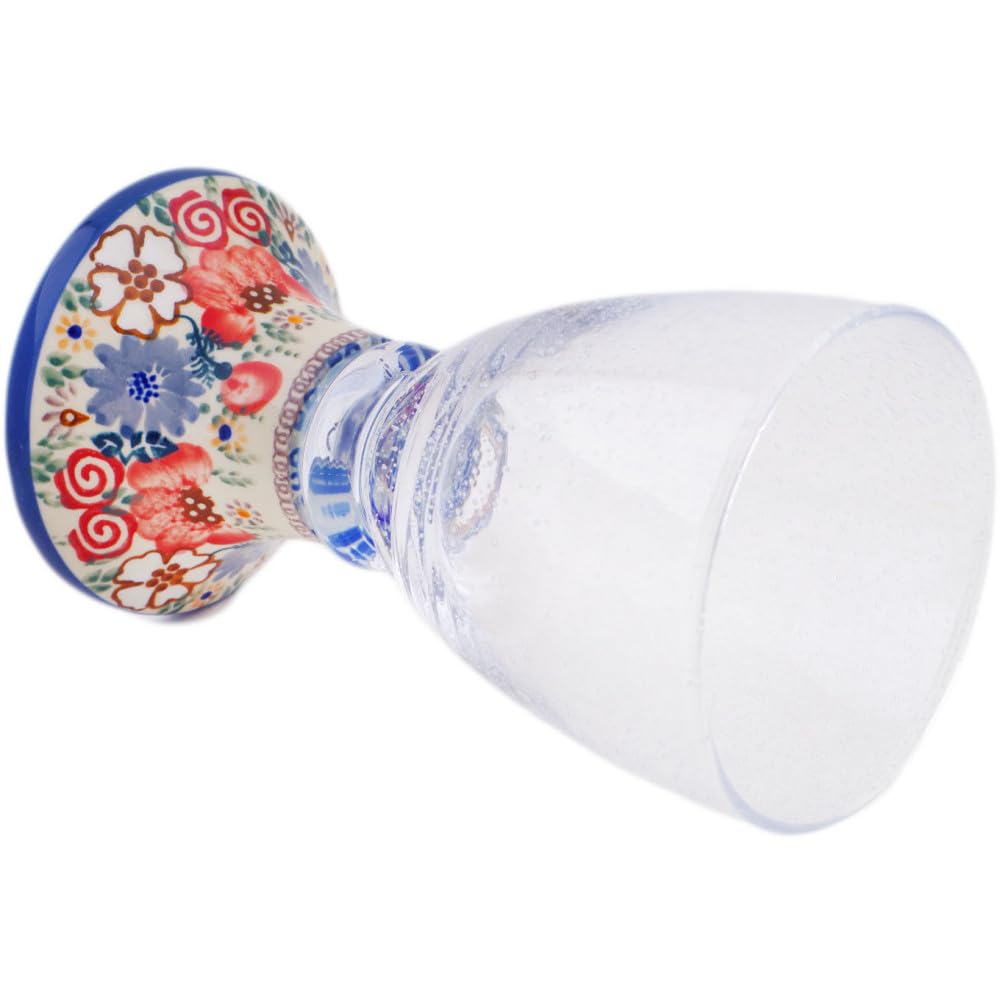 Authentic Polish Pottery Goblet Signature UNIKAT in Blossom Finest Design Handmade in Boles?awiec Poland + Certificate of Authenticity