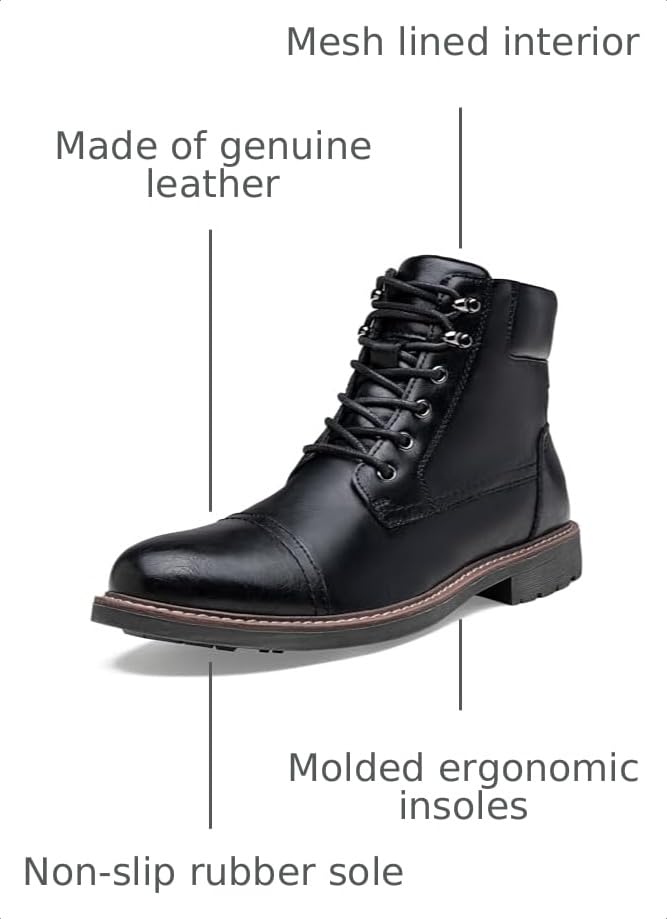 Image of Jousen Mens Boots Retro Dress Boot Cap Toe Casual Motorcycle Chukka Boots