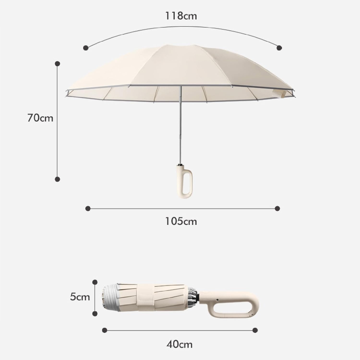Compact Reverse Umbrella with Ring Buckle, Automatic Folding, Windproof, Reflective Safety Strip, Portable Travel Umbrella for Men & Women (Blue)