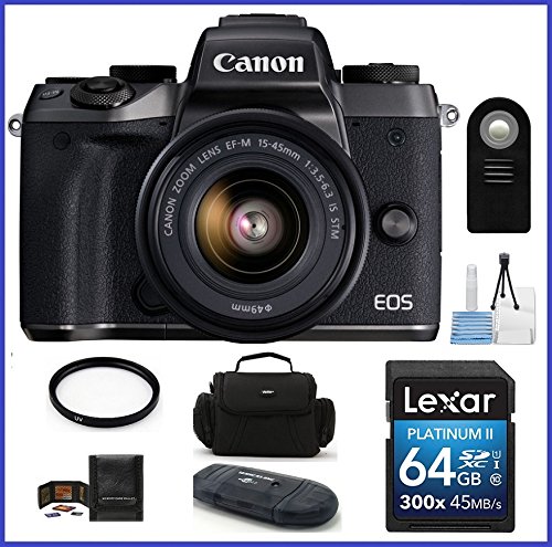 Canon EOS M5 Mirrorless Digital Camera with 15-45mm Lens 64GB PRO Bundle