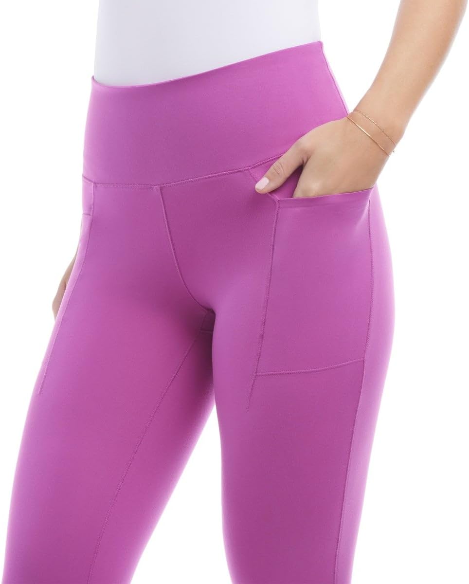 Danskin Leggings for Women - Workout Yoga Pants - High Waisted Active Leggings with Side Pockets (Pink, XXL) - Image 4