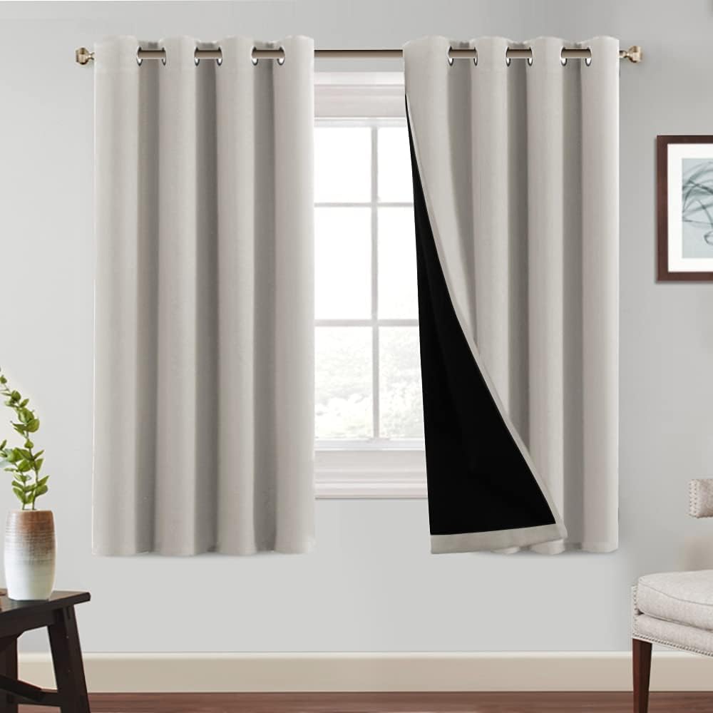 PrinceDeco 100% Blackout Curtain Set Thermal Insulated