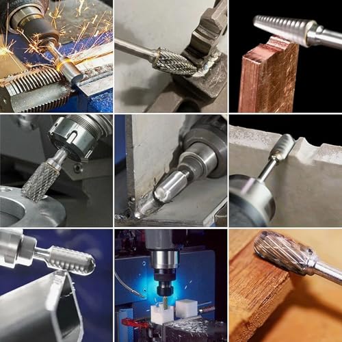 Image of Carbide Burr Set Compatible with Dremel Rotary Tool, 10Pcs Die Grinder Bits Accessories with 1 /8 inch Shank for Metal Grinding Wood Plastic Stone Steel Carving Cutting Engraving